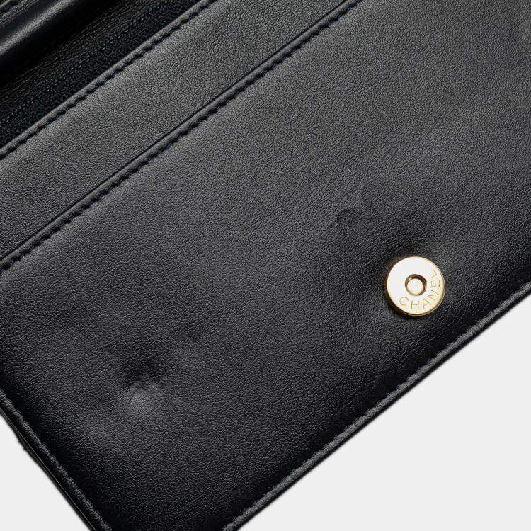 Pre Owned Chanel Black Quilted Aged Calfskin Gabrielle Wallet On Chain