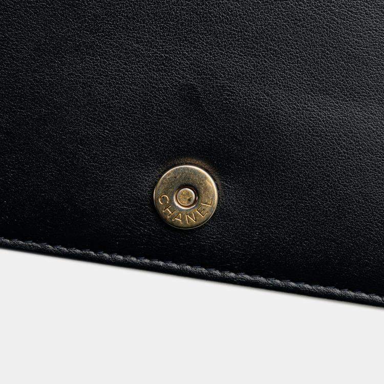 Pre Owned Chanel Black Quilted Aged Calfskin Gabrielle Wallet On Chain