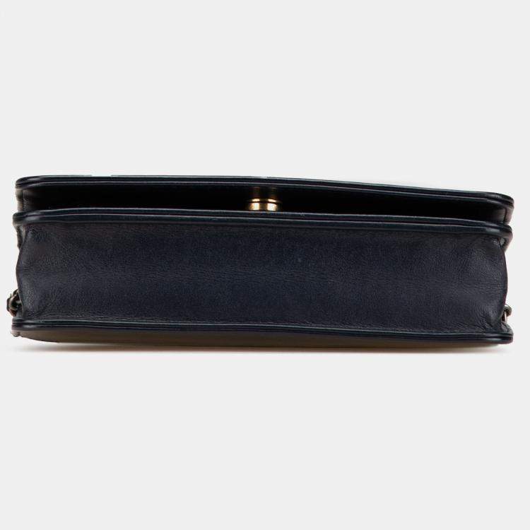 Pre Owned Chanel Black Quilted Aged Calfskin Gabrielle Wallet On Chain