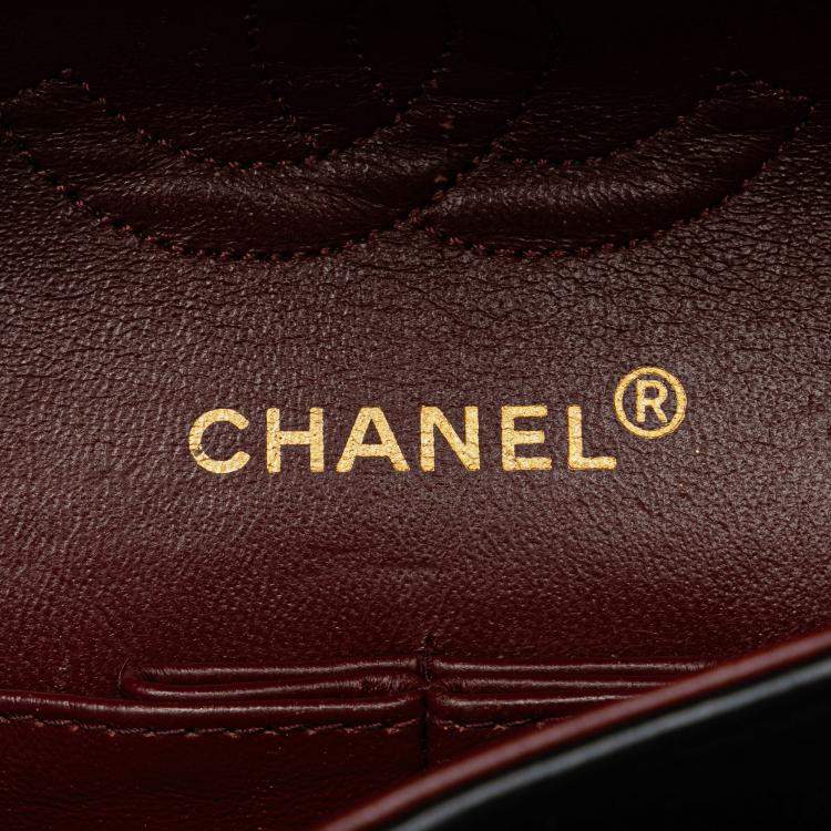 Pre Owned Chanel Blue Small Classic Lambskin Double Flap