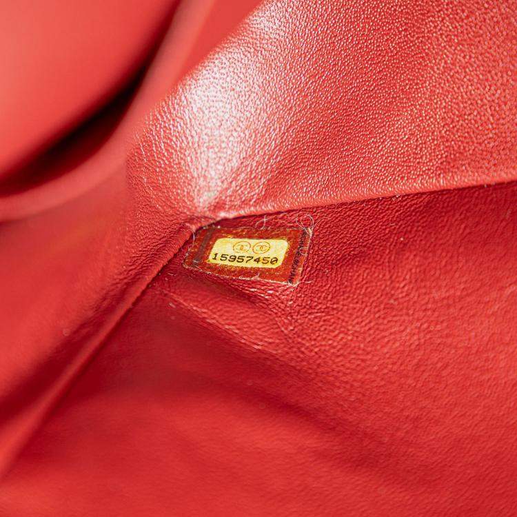 Pre Owned Chanel Red Medium Classic Caviar Double Flap