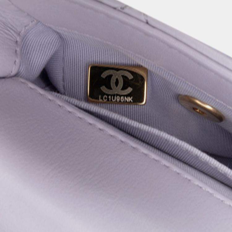 Pre Owned Chanel Purple Mini Quilted Calfskin Framing Chain Flap