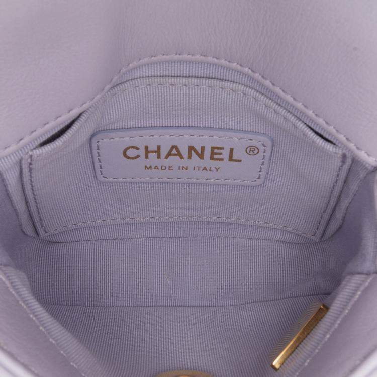 Pre Owned Chanel Purple Mini Quilted Calfskin Framing Chain Flap