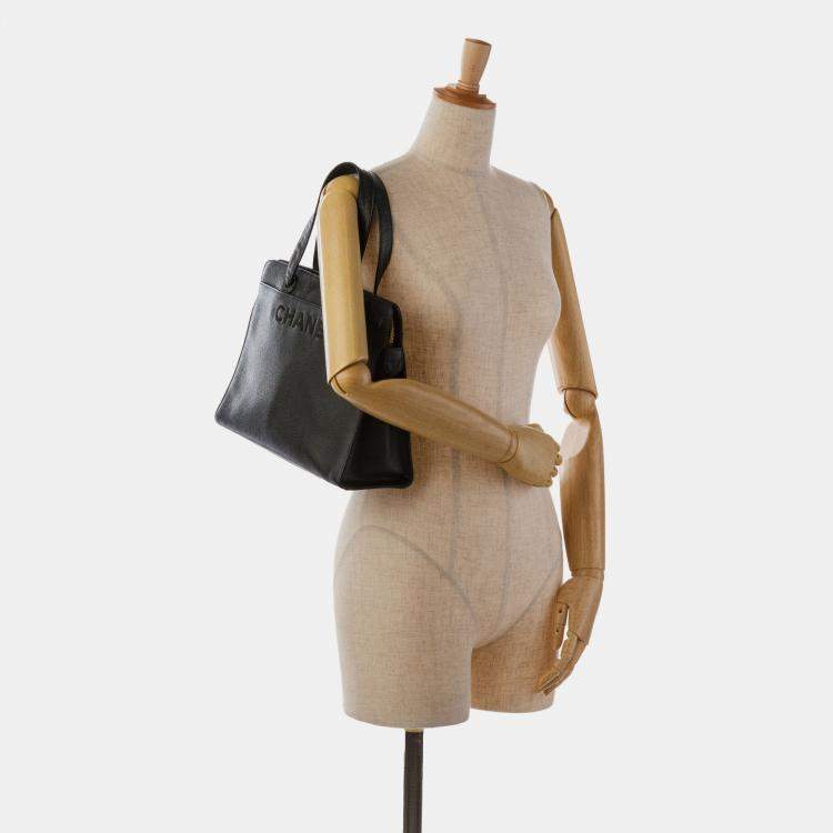 Pre Owned Chanel Black CC Caviar Leather Tote