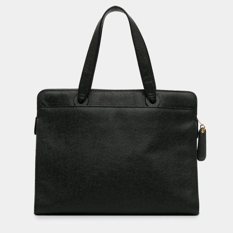 Pre Owned Chanel Black CC Caviar Leather Tote
