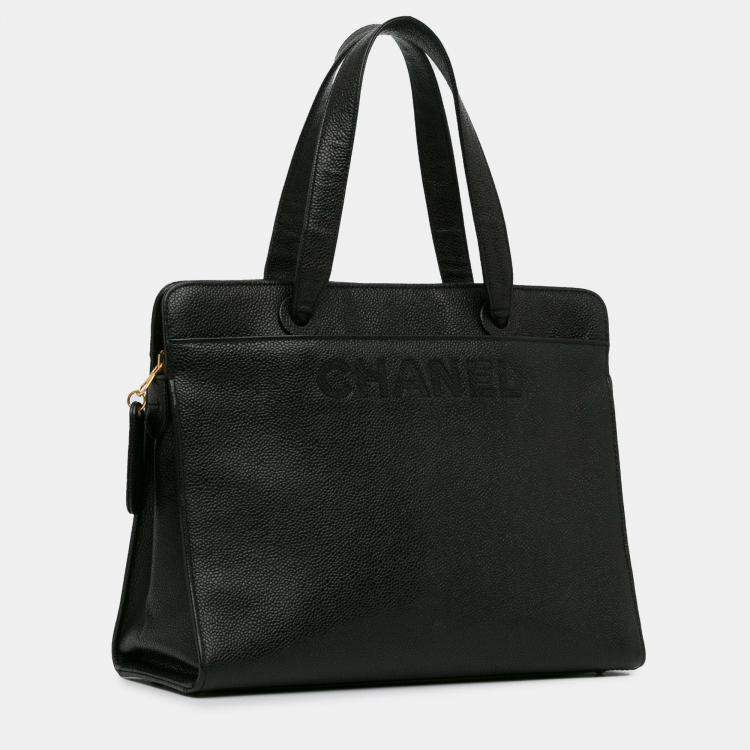 Pre Owned Chanel Black CC Caviar Leather Tote