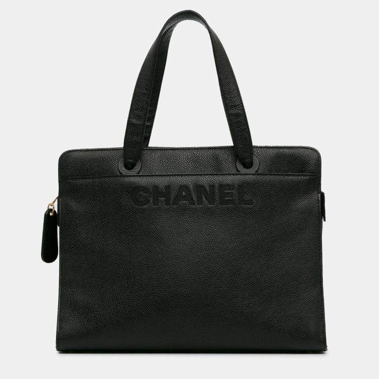 Pre Owned Chanel Black CC Caviar Leather Tote
