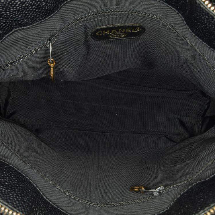 Pre Owned Chanel Black CC Caviar Leather Tote