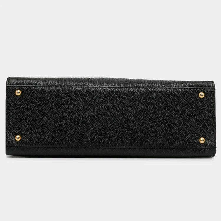 Pre Owned Chanel Black CC Caviar Leather Tote