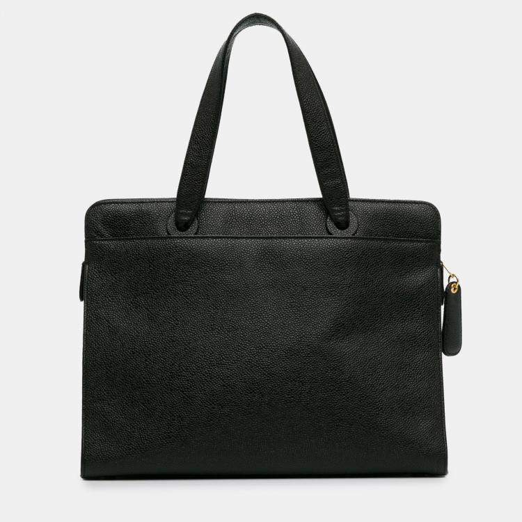 Pre Owned Chanel Black CC Caviar Leather Tote