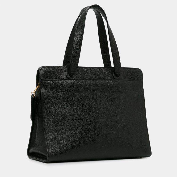 Pre Owned Chanel Black CC Caviar Leather Tote