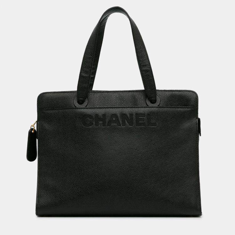 Pre Owned Chanel Black CC Caviar Leather Tote