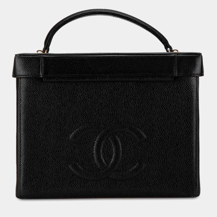 Pre Owned Chanel Black CC Caviar Vanity Case