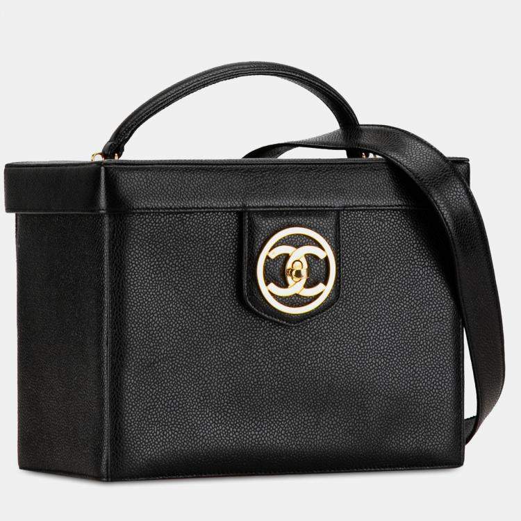 Pre Owned Chanel Black CC Caviar Vanity Case