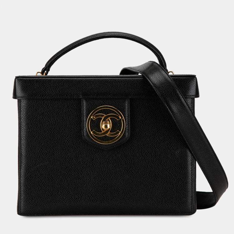 Pre Owned Chanel Black CC Caviar Vanity Case