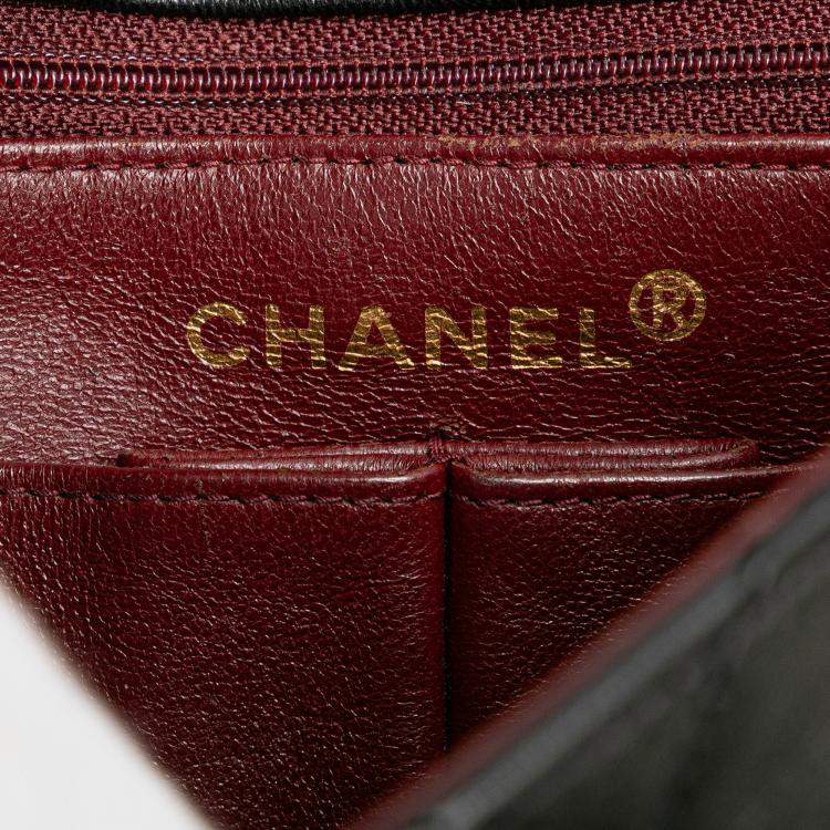 Pre Owned Chanel Black Square Quilted Lambskin Single Flap