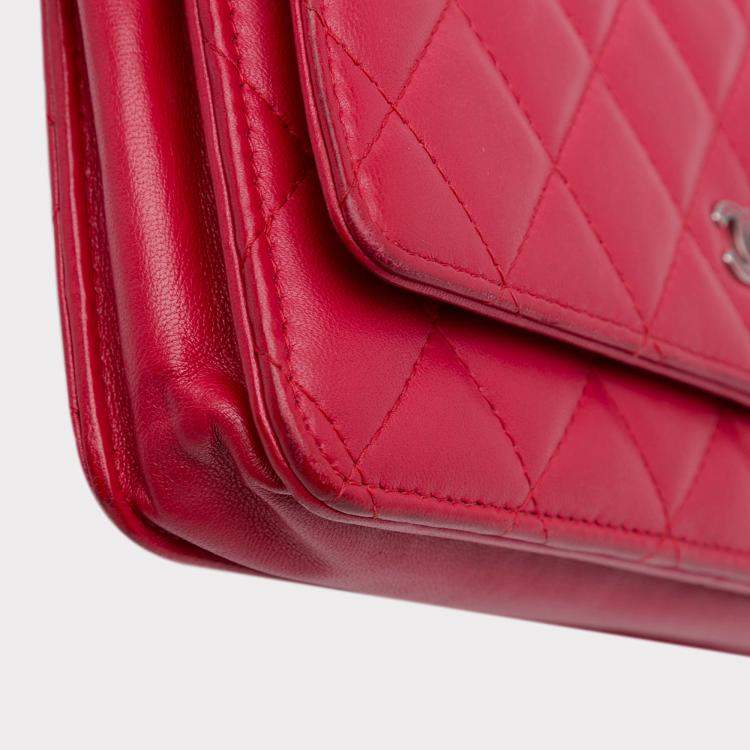 Pre Owned Chanel Pink Classic Lambskin Wallet on Chain