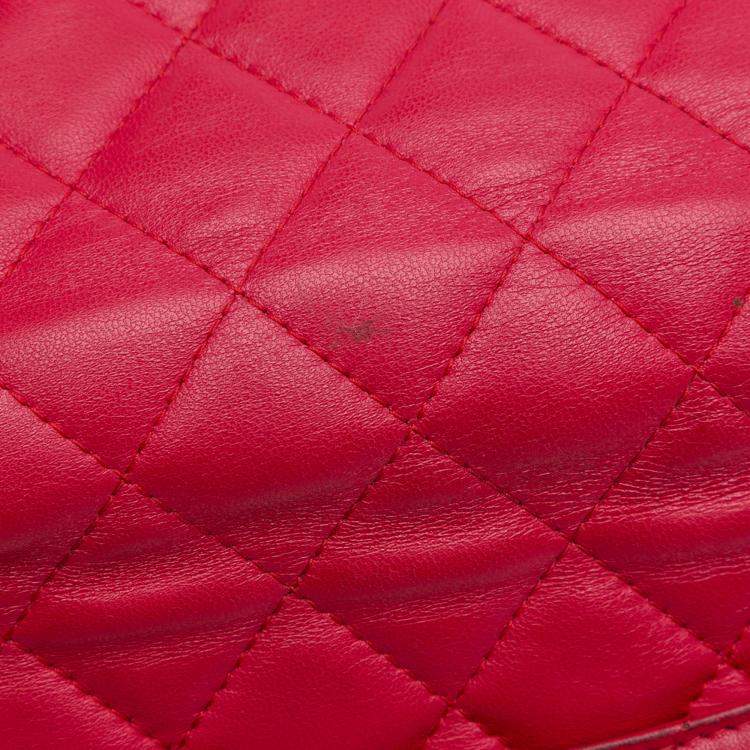 Pre Owned Chanel Pink Classic Lambskin Wallet on Chain