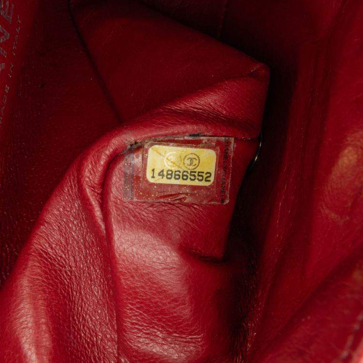 Pre Owned Chanel Red Mini Square Classic Caviar Single Flap