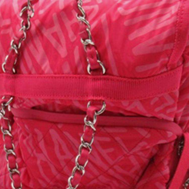 Pre Owned Chanel Printed Nylon Coco Neige Convertible Backpack