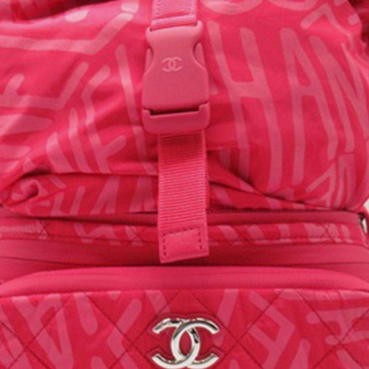 Pre Owned Chanel Printed Nylon Coco Neige Convertible Backpack