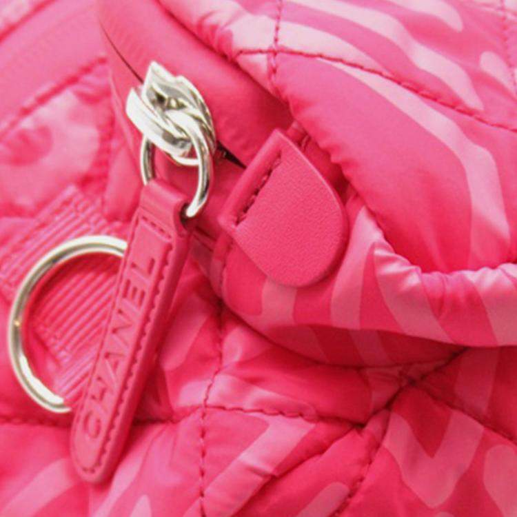 Pre Owned Chanel Printed Nylon Coco Neige Convertible Backpack