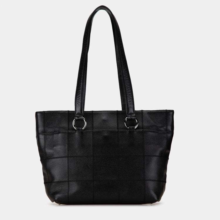 Pre Owned Chanel Black Caviar Choco Bar Tote