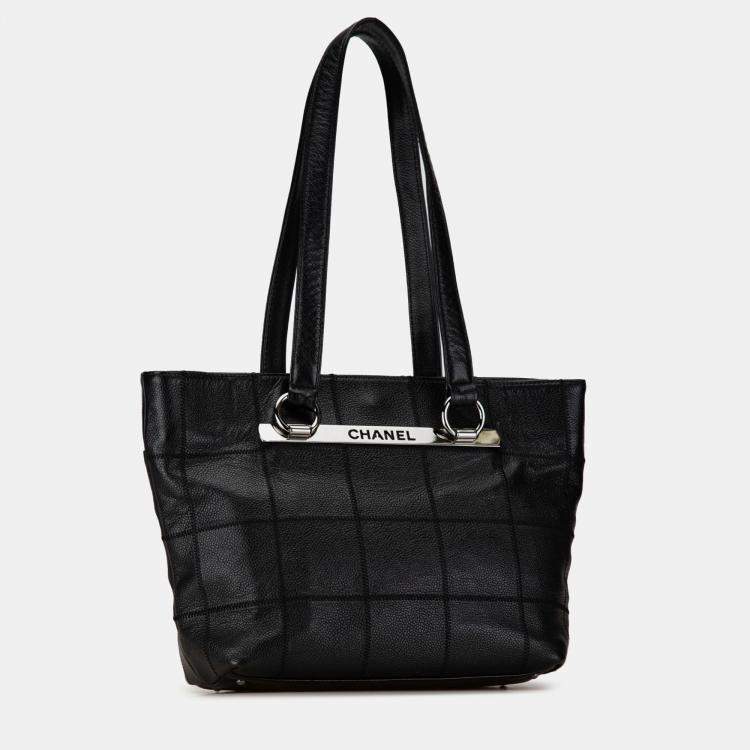 Pre Owned Chanel Black Caviar Choco Bar Tote