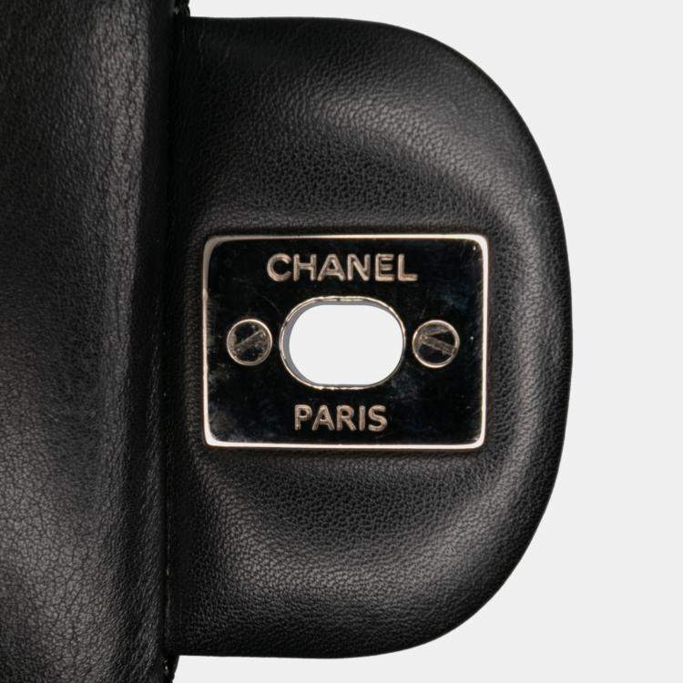 Pre Owned Chanel Black Medium Classic Patent Double Flap