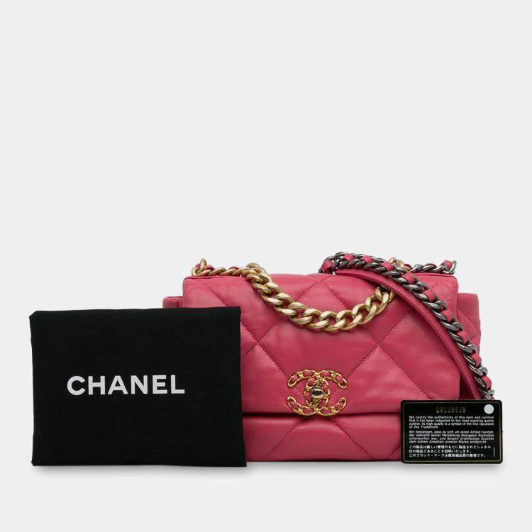 Pre Owned Chanel Pink Medium Lambskin 19 Flap