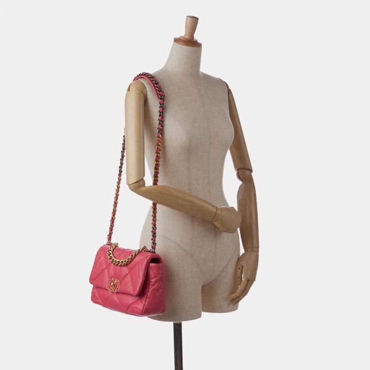 Pre Owned Chanel Pink Medium Lambskin 19 Flap