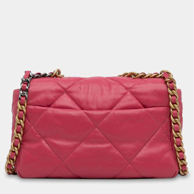 Pre Owned Chanel Pink Medium Lambskin 19 Flap