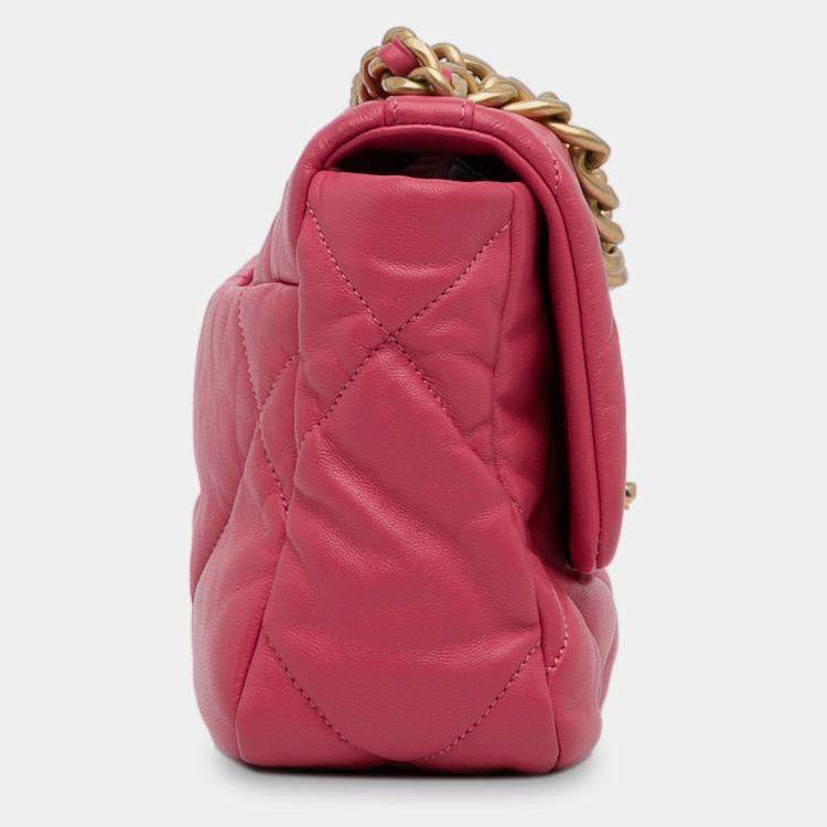 Pre Owned Chanel Pink Medium Lambskin 19 Flap