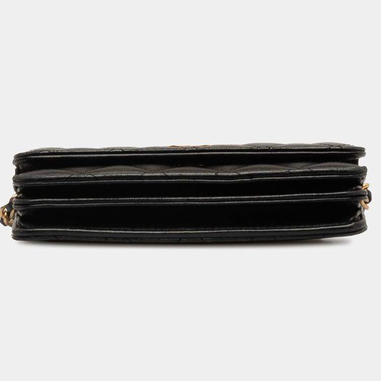 Pre Owned Chanel Black Lambskin Romance Wallet On Chain
