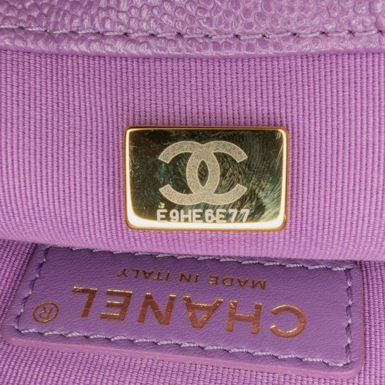 Pre Owned Chanel Purple Small Quilted Caviar Chain Melody Flap