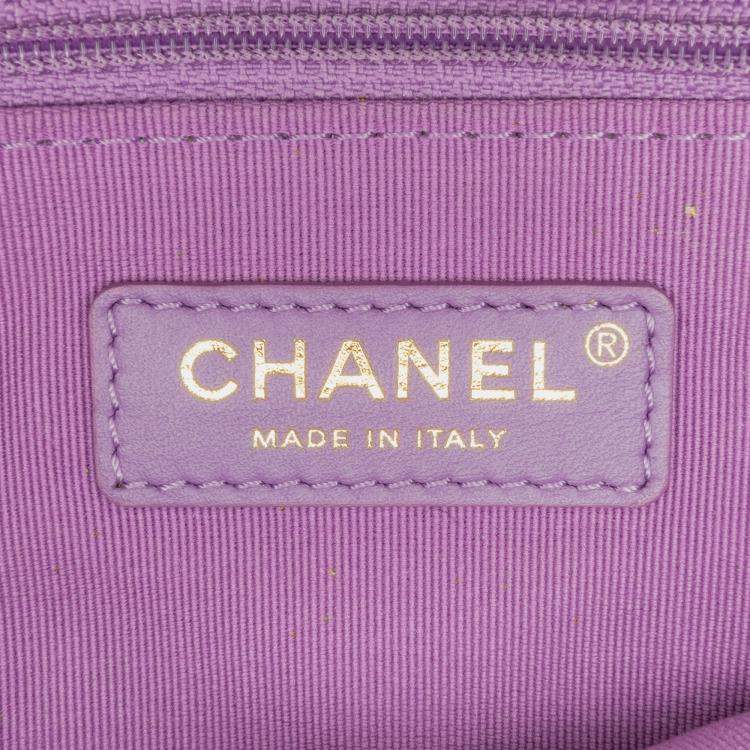 Pre Owned Chanel Purple Small Quilted Caviar Chain Melody Flap