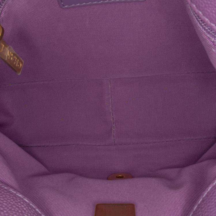 Pre Owned Chanel Purple Small Quilted Caviar Chain Melody Flap