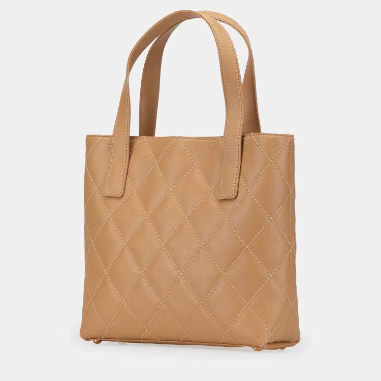 Pre Owned Chanel Brown CC Wild Stitch Calfskin Handbag