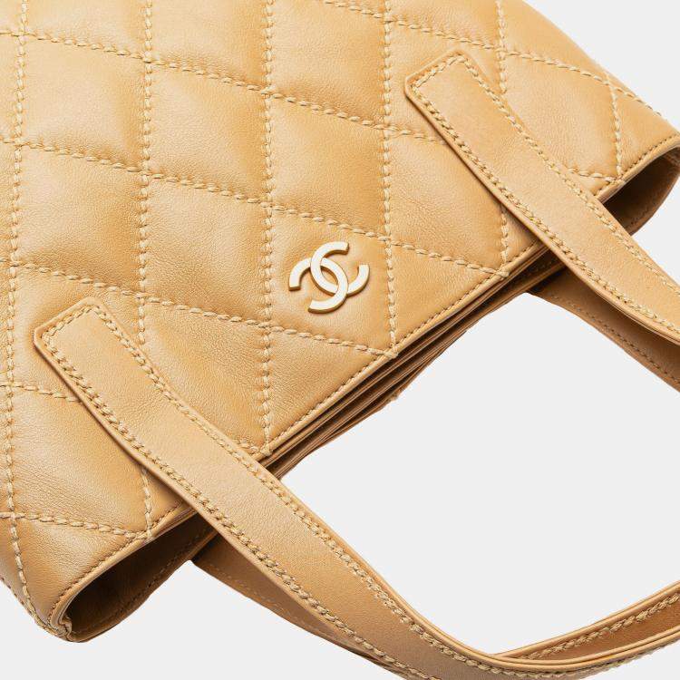 Pre Owned Chanel Brown CC Wild Stitch Calfskin Handbag
