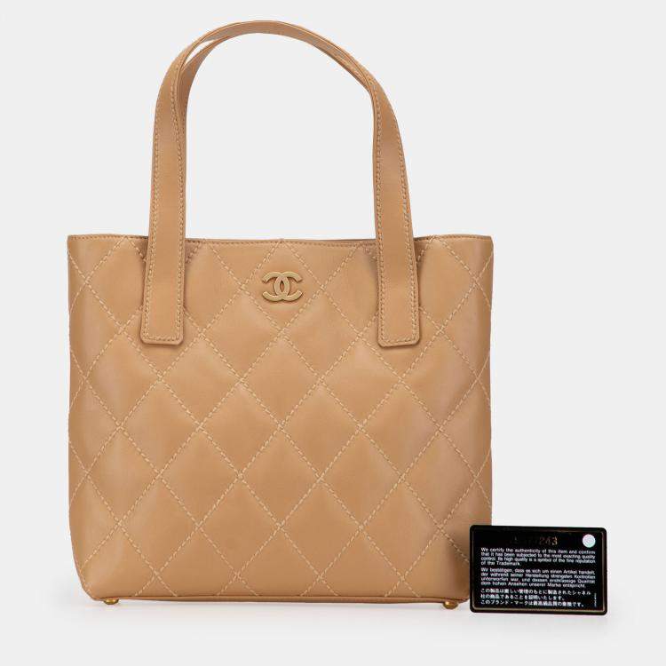Pre Owned Chanel Brown CC Wild Stitch Calfskin Handbag