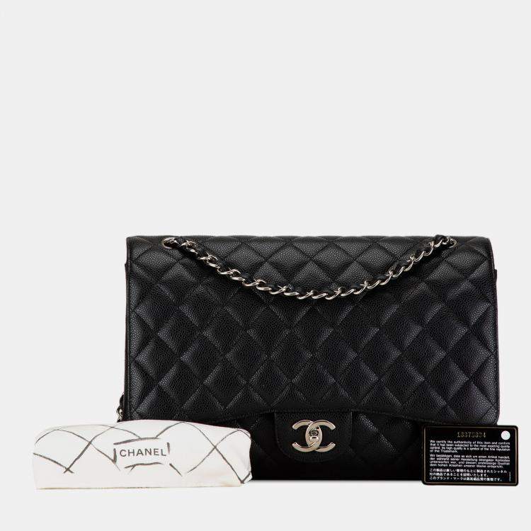 Pre Owned Chanel Black Maxi Classic Caviar Double Flap
