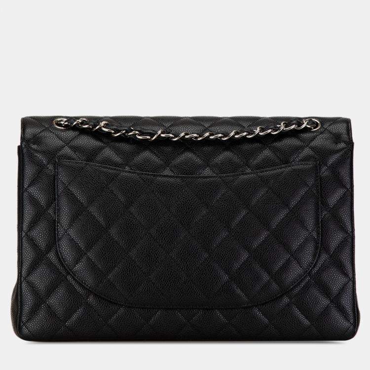 Pre Owned Chanel Black Maxi Classic Caviar Double Flap