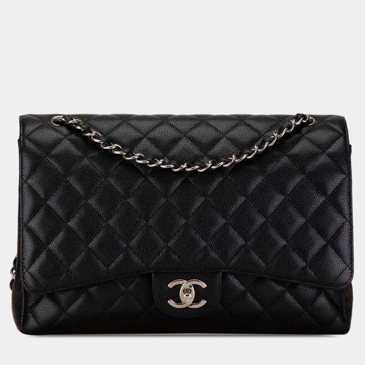 Pre Owned Chanel Black Maxi Classic Caviar Double Flap