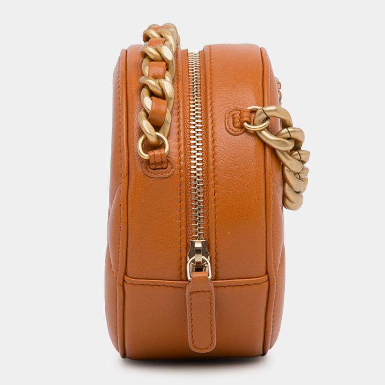 Pre Owned Chanel Brown Lambskin 19 Round Clutch with Chain
