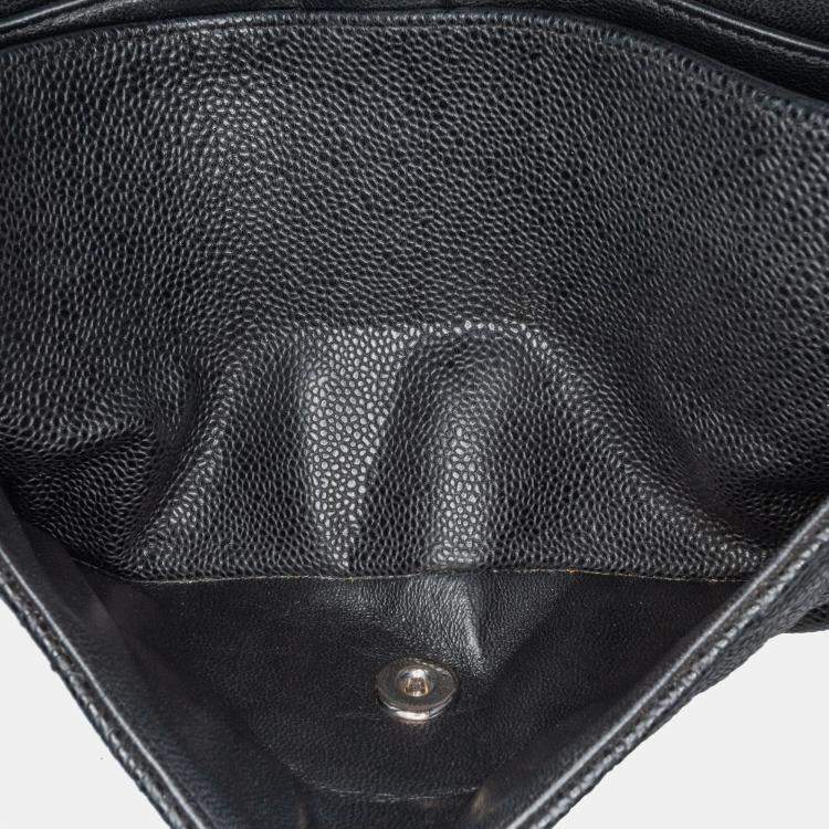 Pre Owned Chanel Black Medium Classic Caviar Double Flap