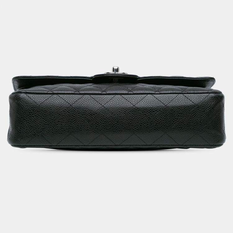 Pre Owned Chanel Black Medium Classic Caviar Double Flap