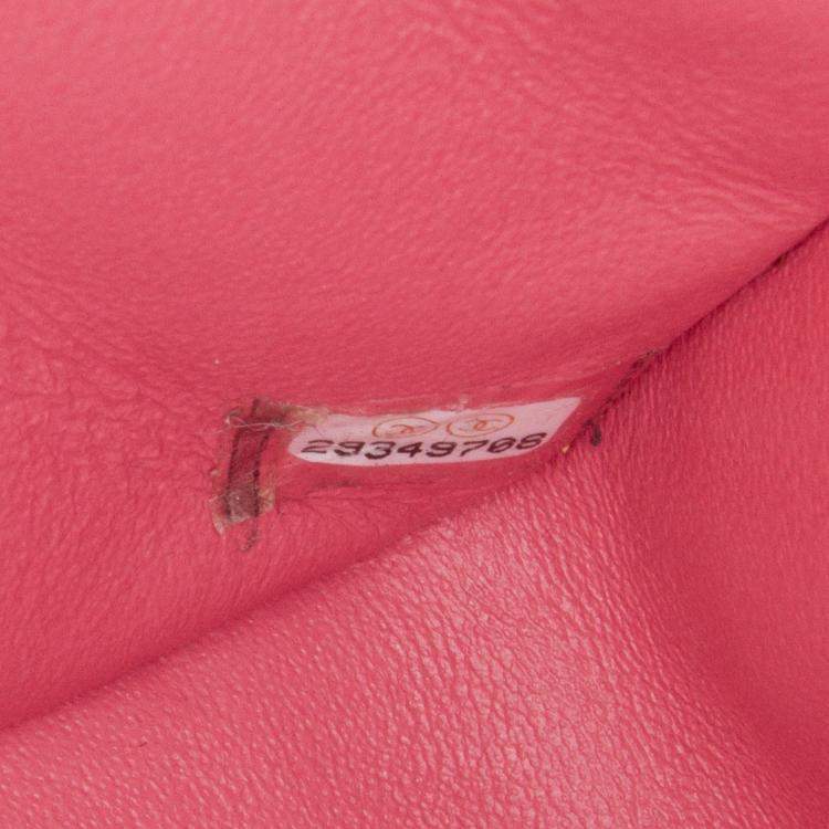 Pre Owned Chanel Pink Mini Square Classic Lambskin Single Flap