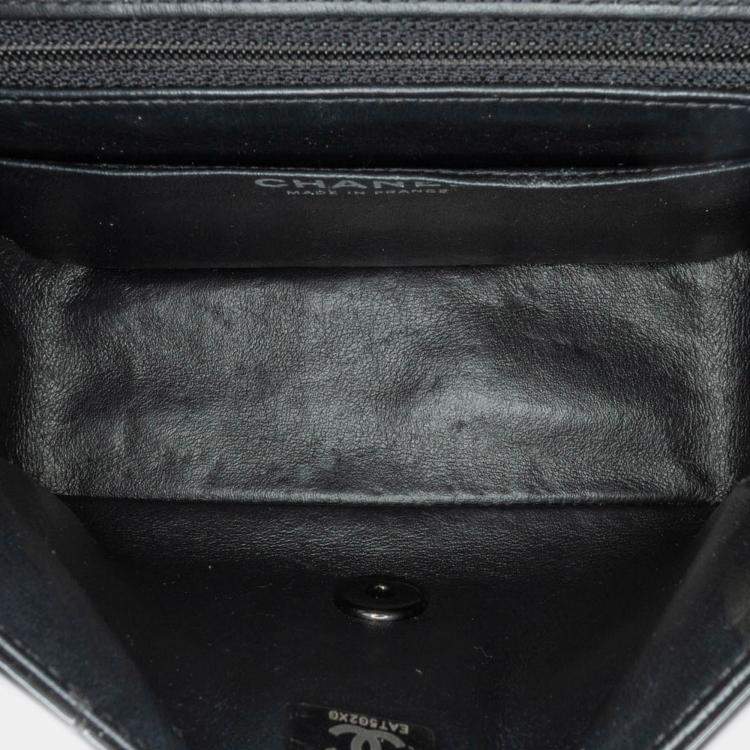Pre Owned Chanel Black Mini Square Classic Patent So Black Single Flap