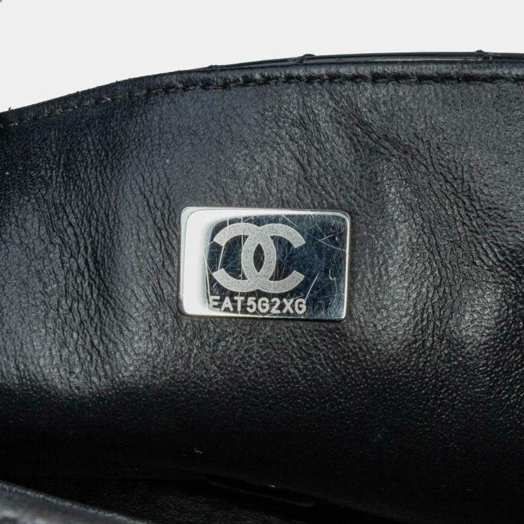 Pre Owned Chanel Black Mini Square Classic Patent So Black Single Flap