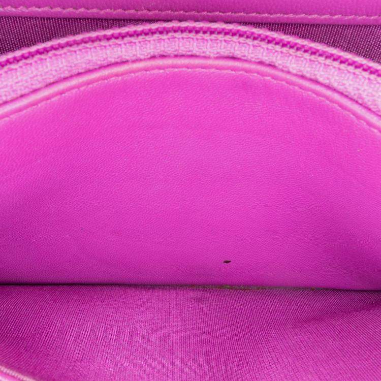 Pre Owned Chanel Purple Lambskin Coco Boy Wallet On Chain